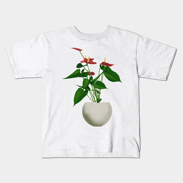 Red Anthurium Kids T-Shirt by BurningChair